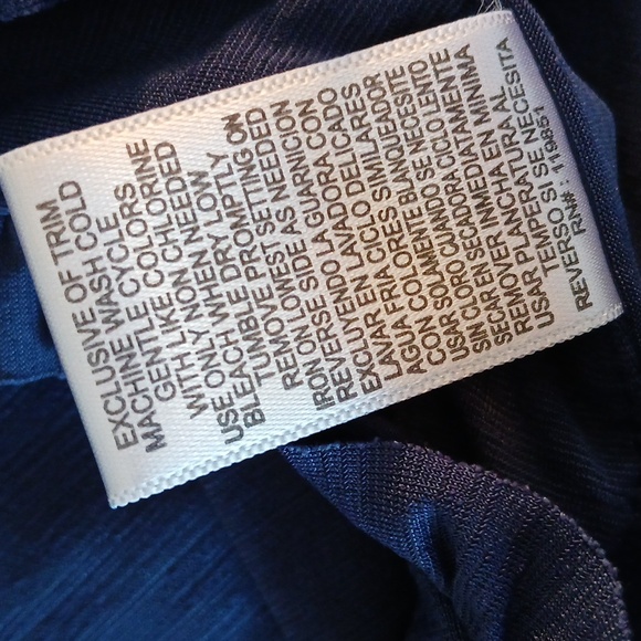 Navy Blue Ruffled Cut Out Blouse with Mandarin Collar size M - Picture 8 of 8